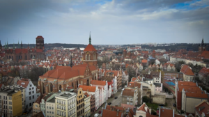 Panorama Gdańska przedstawiona z drona.