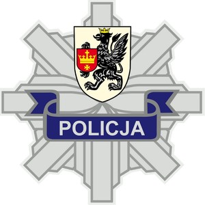 Grafika obrazująca. Gwiazda policyjna z herbem powiatu starogardzkiego.