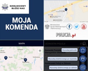 Grafika obrazkowa. Zrzuty ekranu z aplikacji Moja Komenda.
