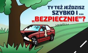 Grafika obrazkowa. Auto rozbite na drzewie.