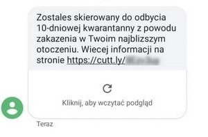 Screnn z telefonu z sms-a.