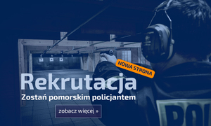Grafika obrazkowa. Policjant na strzelnicy celuje w tarczę. Napis o treści: &quot; Rekrutacja. Zostań jednym z nas&quot;.