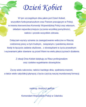 Życzenia Komendanta Wojewódzkiego KWP w Gdańsku.