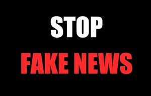 Grafika obrazkowa. Napis o treści STOP FAKE NEWS.