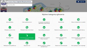 Screen ekranu z aplikacji KMZB, gdzie widoczne są możliwe do zaznaczenia kategorie.