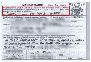 Kopia mandatu karnego.