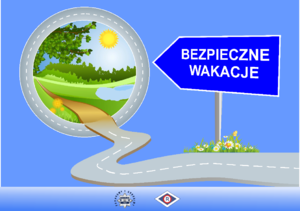 Grafika obrazkowa. Droga i napis Bezpieczne wakacje.