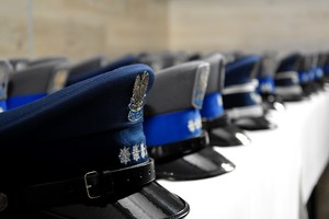 Policjanci w trakcie uroczystości Święta Policji.