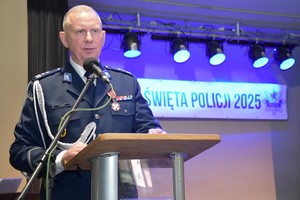 Policjanci w trakcie uroczystości Święta Policji.
