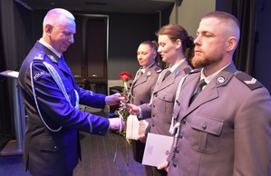 Policjanci w trakcie uroczystości Święta Policji.