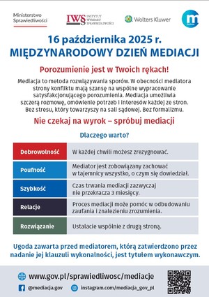 Międzynarodowy Tydzień Mediacji- ulotka informacyjna.