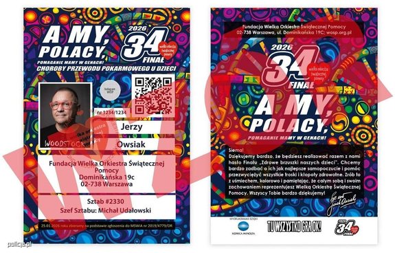 Wzór tegorocznych identyfikatorów wolontariuszy.