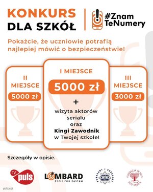 Plakat informacyjny nawiązujący do kampanii #znamtenumery