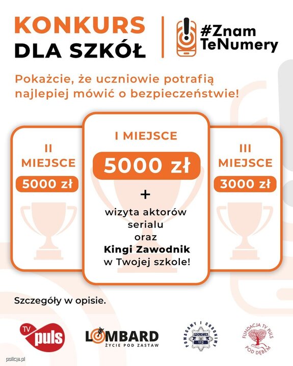 Plakat informacyjny nawiązujący do kampanii #znamtenumery