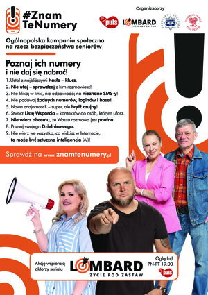Plakat informacyjny nawiązujący do kampanii #znamtenumery